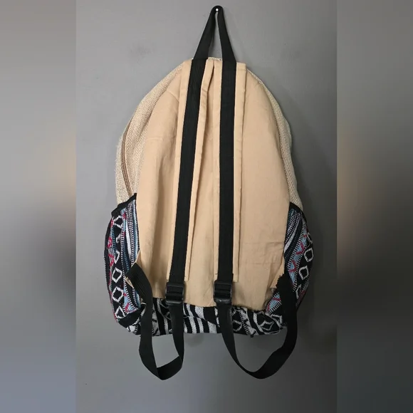 Himalayan Hemp Multi Colored Natural Nepal Backpack Multi-Pocket - Picture 7 of 8
